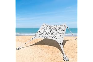 Night Cat Tienda de Playa Pabellón Refugio de Sol UPF 50+ Protección UV con Polos de Aluminio Anclaje de Arena para Patio Trasero Parque Playa