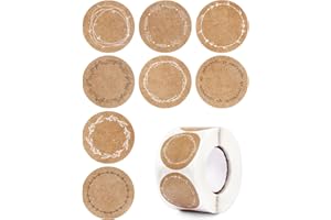 BETESSIN 500 Pz Etichette Adesive Personalizzate 4cm Etichette Adesive Rotonde Kraft Adesivi Regalo Stickers Handmade per Matrimonio Compleanno Ringraziamento Festa DIY