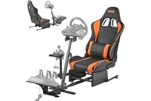 VEVOR Support de Volant de Course Robuste Cockpit de Simulateur de Conduite, Compatible avec Pédales Logitech G25, G27, G29, G920, G923, Thrustmaster T300RS, TX F458, T500RS, T3PA-PRO (F1/GT) et CSR