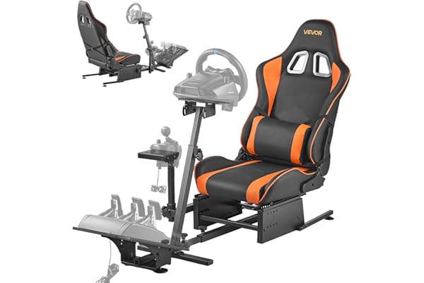 VEVOR Support de Volant de Course Robuste Cockpit de Simulateur de Conduite, Compatible avec Pédales Logitech G25, G27, G29, G920, G923, Thrustmaster T300RS, TX F458, T500RS, T3PA-PRO (F1/GT) et CSR