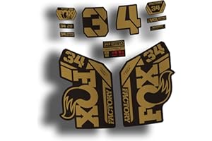 CUAC REVOLUTION Adesivi Forcelle Fox Factory 34 2021 Bicicletta Ciclismo (Oro Metallo)