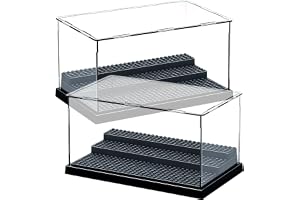 ZhouWei 2 stycken akrylmontrar, 25,5 × 15,5 × 13,9 cm, 3 lager, stapelbar, figurkollektion, dammtät låda, klar plexiglaslåda