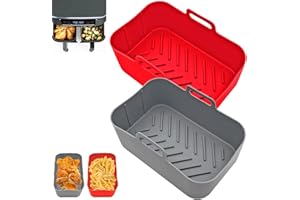 AUMUA Silikonowe wkładki do frytkownicy powietrznej do Ninja Foodi Dual Zone 7,6 l AF300UK i 9,5 l AF400UK, Ninja wielokrotnego użytku, podwójne kosze do frytownicy powietrznej, akcesoria, wymienna wkładka
