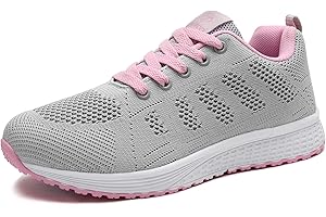 MINBEI Baskets Femmes Chaussures de Running Respirantes pour Femme Chaussures de Sport pour Femme Athlétiques Légères Lacer Plat Noir Bleu Rose 35-44 EU