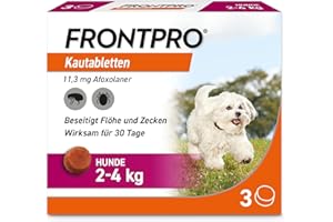 FRONTLINE FRONTPRO Hund S - Kautablette gegen Zecken & Flöhe (kleine Hunde 2 bis 4 kg) - 3X Kautabletten für 3 Monate Schutz
