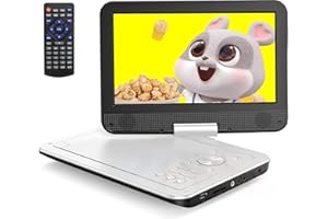 YOTON Lettore DVD Portatile 12,5" con Schermo Girevole HD da 10,5" per Auto e Bambini, con Caricatore per Auto, Supporta 6 Ore di Batteria Integrata e USB/scheda SD/sincronizzazione TV, Bianco