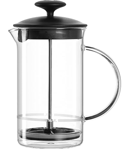 Coffee Fox Émulsionneur à Lait Verre 450ml - Mousseur Manuel & French Press | Pour Latte, Cappuccino Maison