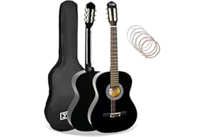 3rd Avenue Hiszpańska gitara klasyczna, pełnowymiarowa (4/4), dla początkujących, struny nylonowe – pokrowiec, struny – w kolorze czarnym