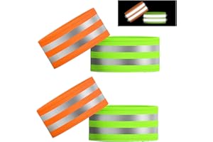 YOUYIKE® 4 Fascia Catarifrangente Bracciale di Sicurezza Bande Riflettenti Regolabile Alta visibilità Doppia Linee Braccio Caviglia Polso per Corsa Bici Moto Running Sport Salvataggio Jogging Cane