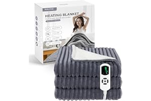 NALONE Manta Eléctrica Grande160x130cm, Manta Termica 9 Niveles de Calor, Temporizador de 12 Horas para Cama, Hogar y Oficina Franela Lavable a Máquina (160 x 130cm)