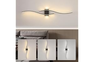 ‎SUCIKORIO SUCIKORIO Długa Kinkiet LED Do Wnętrz 100cm, 35W Nowoczesna Lampa ścienna LED Do Lampa ścienna LEDs 230V Lampas Korytarzowa Ściana 3000K-6500K Ciepła Biel Naturalna Biel, Sypialni, Salonu, Czarny