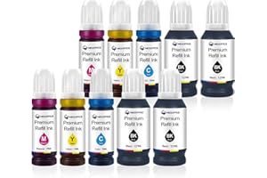 MEGOFFICE Nachfülltinte Kompatibel für NEI-104/103/102/101 Kompatibel für Epson Et-2720 Et-2712 Et-2810 ET-2811 Et-2820 ET-2826 Et-2850 ET-2856 ET-2851 ET-4700 ET-4856 ET-4800 ET-1810(10Pack)