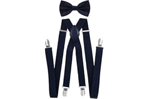 axy Herren Hosenträger mit Fliege - 4 Starken Clips X-Form