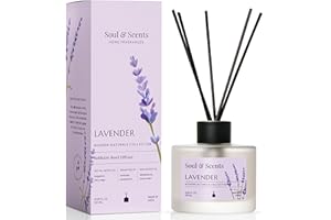 Soul & Scents 120Ml Lavender Reed Diffuser Set | Free 6 Fiber Reed Sticks | Toxin Free & Stress Relief | Long Lasting | Smoke Less Room Freshener for Home, Bedroom, Living Room & Office