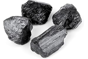 ELEPRUC 200g Turmalina Negra Piedra Natural 4-5cm, Piedras Naturales, Piedra Turmalina Negra en Bruto, Cristal de Cuarzo Negro, Piedras de Agua sin Tratar, Cristales Curativos para Yoga Sueño Deco