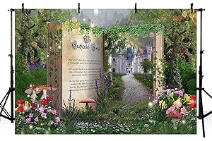 AIBIIN 2,1 x 1,5 m książka z bajkami, fotografia, tło, czarujący las, zamek urodzinowy, dekoracja dla dzieci, grzyb, las, kwiaty, drzewo, tło portretowe, tapeta, rekwizyty do zdjęć, baner studyjny