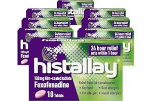 Histallay Hayfever & Allergy Relief Tablets, 80 Tablets, 120mg Fexofenadine, Antihistamine, 24hr Relief Acts Within 1hr, Relieves Hayfever, Pet, Dust and Mould Allergies (80 Day Supply)