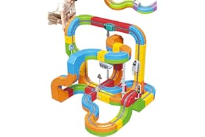 DUJUANUS Electric Train Set, Circuit de Train électrique Flexible, configurations 3D intégrées défiant la gravité et Voiture motorisée, Cadeau éducatif pour Enfants de 4, 6, 7 et 8 Ans. (101Pcs)