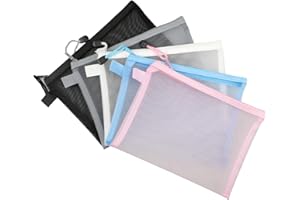 posionks 5 Piezas Bolsa con Cremallera A5 Bolsa de Documento con Cremallera de Malla para Almacenar Documentos Papel Papelería Cosméticos y Artículos de Viaje 5 Colores