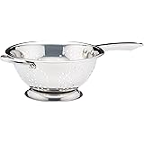 KitchenCraft KCCOLCC24 Footed Colander with Long Handle, Stainless Steel, 24 cm, Silver