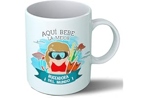 Planetacase Taza Desayuno Aquí Bebe la Mejor buceadora del Mundo Regalo Original buceadores Buceo Ceramica 330 mL