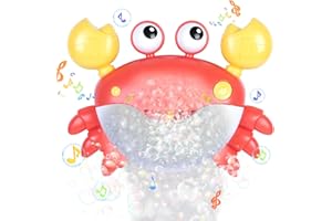 Hanmulee Crab Bubble Machine Baby Bath Toys, Singing Bath Bubble Maker for Kids, Automatic Bubbles Machine Blower for Bathtub, Shower Bathtub Toys for Toddlers Boys Girls (Red)