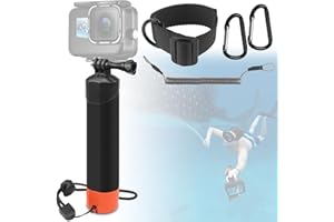 TUZHE Schwimmer Handgriff, Action Cam Zubehör Handler für Go Pro Hero 12/11/10/9/8/7/6/5/4/3, Unterwasser Handstick mit Sicherheitsgurt und Armschlaufe