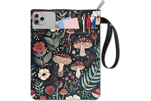 CRASPIRE Mushroom Book Covers Red Book Protector Flower Book Sleeve for Paperbacks Washable Fabric Cloth Book Cover with Zipper and Extra Sleeve Pocket for Book Lovers Classmate Gifts