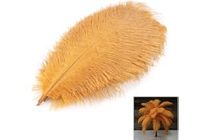 Mwoot 10 Stück Natürliche Straußenfedern, Strauß Feder Plume für Hochzeit Party Fest Tisch Herzstück Dekoration (Gelb, 25-30cm)