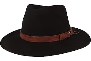 HUT BREITER Breiter Chapeau de Trekking Enroulable 100% Laine Feutre Fedora Imperméable et Pliable Garniture en Cuir Chapeaux Homme et Femme