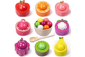 SEAGOAL Montessori Spielzeug ab 1 2 3 Jahr, Baby Motorikspielzeug Obst Holzspielzeug für Farbsortierung und Zählen, Geschenk für Mädchen Jungen 1 2 3 Jahre