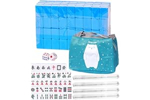 Hearthxy Mini Mahjong Set Chinesisches Mahjong Spielset Traditionelle Chinese Riichi Mahjong Set 144 Majong Spielsteine Strategiespiel Klassische Brettspiele für Reisen, Camping, Blau