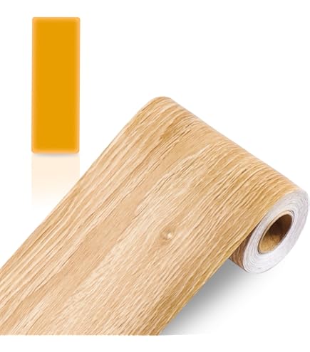 QUARKZMAN Wood Grain Repair Tape 2 Zoll x 33ft Selbstklebendes Holzreparatur-Patchband Simuliertes Holzbodenband mit Kunststoffschaber für Tische Türen Fenster Möbel, Kirsche