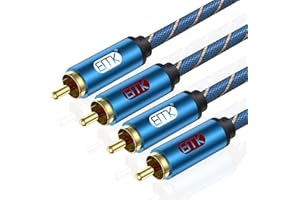 Kabel 2RCA, kabel EMK RCA, 2 wtyczki RCA/Phono, 2 RCA męski na 2 RCA, nylonowy pleciony kabel audio stereo do HDTV, głośników, konsol do gier, systemów Hi-Fi (2 m)