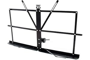 MUSIC STORE Tisch Notenständer, Ständer schwarz mit Notenklemmen, Neigung stufenlos verstellbar, Notenauflage 440 x 215 mm