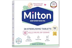 GB EMPORIUM 28 Milton Sterilising Tablets -Kill 99.9% of Germs Milton Cold Water Steriliser Tablets -24 Hr Effective Milton Tablets for Bottles & Feed Equipments -Rinse-Free Milton Steriliser Tablets (Pack of 1)