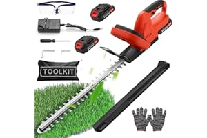 Dibaful 21V Taille-haie sans Fil avec 2 * 1500mAh Batteries et Chargeur, Longueur de Lame 51 cm Espacement des Dents Électrique pour Tailler Les Arbustes Entretien du Jardin