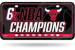 Rico Industries NBA Chicago Bulls Champ Metal Auto Tag 8.5" x 11" - Great for Truck/Car/SUV