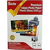 Inkrite A4 210 gsm Premium "PhotoPlus" Professional Photo Gloss Paper (Pack of 50 Sheets), White
