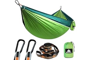 ‎NATUREFUN NATUREFUN Ultraleichte Reise Camping Hängematte | 300kg Tragkraft (275 x 140 cm) Atmungsaktiv, Schnelltrocknendes Fallschirm Nylon | 2 x Premium Karabiner,2 x Schlingen| Drinnen Draußen Garten