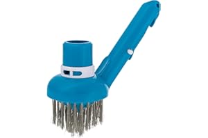 U.S. Pool Supply Corner Vacuum Head Brush with Stainless Steel Bristles, Adjustable Suction Ring - Scrub Remove Calcium Buildup, Rust Stains on Concrete Swimming - Sweep Debris Corners, Steps, Walls