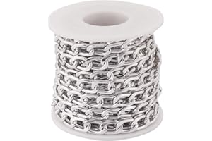 5Metre Silver Aluminium Curb Chain Roll 13x8mm Jewellery Making Chain Twisted Cuban Chain for DIY Chunky Women Men Bracelet Necklace, FASHEWELRY CHA-TA0001-12-BY-EU