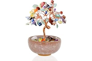 VLYX Albero della Vita in Cristallo di Quarzo Rosa - Albero dei Soldi Fatto a Mano con Pietre Preziose Colorate per la Decorazione di Casa e Ufficio, Regalo di Energia Positiva per Donna