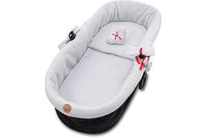 TOTSY BABY Coussin de siège Mousseline pour poussette bébé - housse de nacelle habillage couffin o réducteur chaise haute accessoires 3 pièces avec insert et oreiller Gris