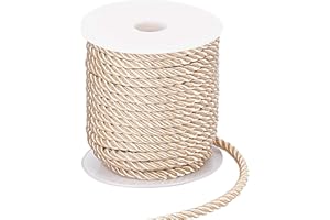 PH PandaHall 18m Cordino Decorativo Intrecciato 5mm Corda Intrecciata in Poliestere, 3 Strati Filo di Corda Beige per la Decorazione Domestica Abbellire Costumi Coulisse della Borsa di Natale