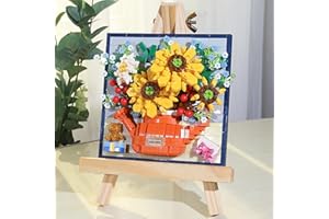 Gerbala Zestaw mini kwiatów, klocki zaciskowe, słonecznik, klocki zaciskowe, sztuczne kwiaty, zestaw do samodzielnego montażu, zestaw zabawek budowlanych, bukiet do salonu, sypialni (słoneczniki)