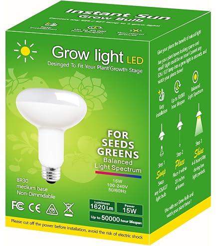 Briignite Pflanzenlampe LED Vollspektrum – E27 12W, BR30, Warmweißes Licht, Für Zimmerpflanzen & Anzucht, 2er-Set