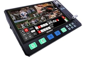 FEELWORLD L4 Video Mixer Switcher with 10.1" LCD Touch Screen, Multi-camera USB3.0 Fast Live Streaming Broadcast 4 HDMI IN 1 SDI IN
