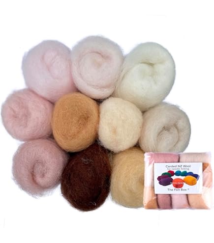 Carded needle felting wool - Skin tones in long lengths | Lincolnshire