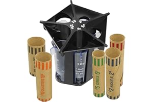 CANIPHA Compteur de Pièces de Monnaie, Tube de tri de Pièces, Compteur de Monnaie 5 en 1 avec Emballages Pièces Monnaie, Trieuse Monnaie pour Banque, Magasin, Porte Monnaie Trieur de Pièc